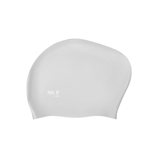 NQC SOLID COLOR GRAY SILICONE SWIMMING CAP FOR LONG HAIR NILS AQUA