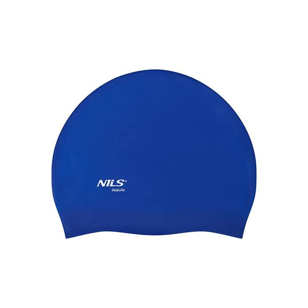 NQC SOLID COLOR BL04 DARK BLUE SILICONE SWIMMING CAP NILS AQUA