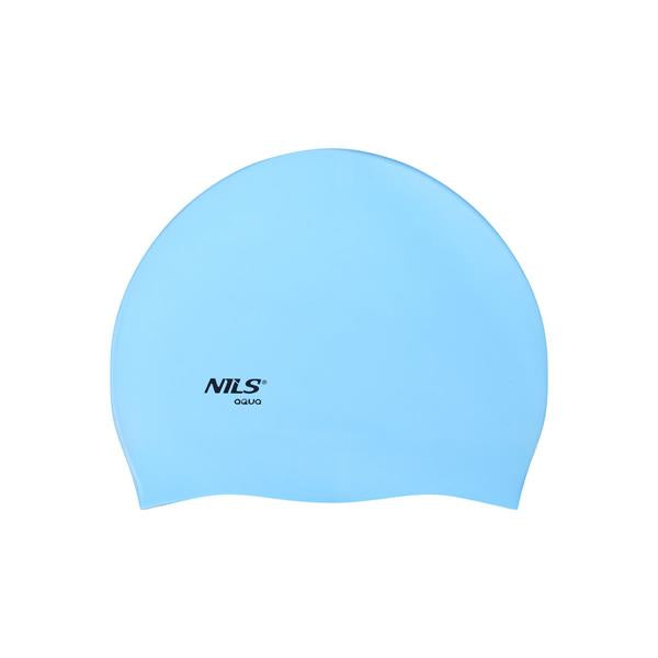 NQC SOLID COLOR BL01 LIGHT BLUE SILICONE SWIMMING CAP NILS AQUA