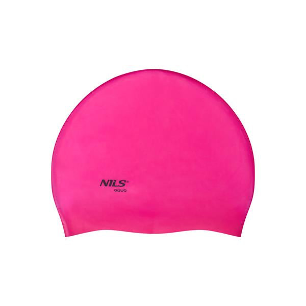 NQC SOLID COLOR PK01 PINK SILICONE SWIMMING CAP NILS AQUA