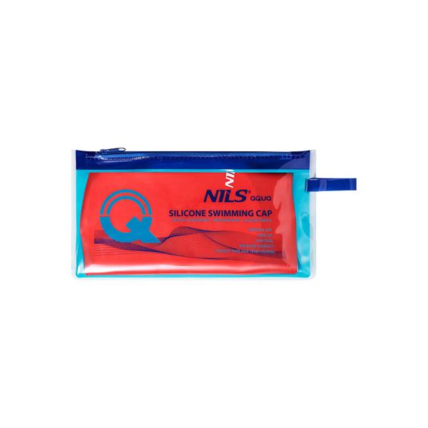 NQC SOLID COLOR RED SILICONE SWIMMING CAP FOR LONG HAIR NILS AQUA