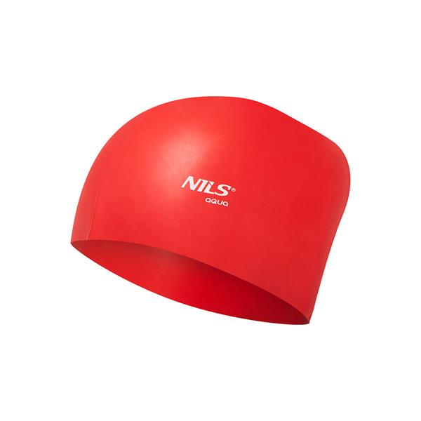NQC SOLID COLOR RED SILICONE SWIMMING CAP FOR LONG HAIR NILS AQUA