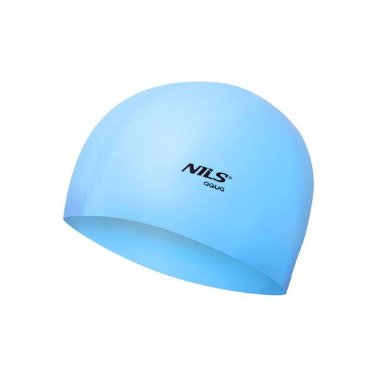 NQC SOLID COLOR BL01 LIGHT BLUE SILICONE SWIMMING CAP NILS AQUA