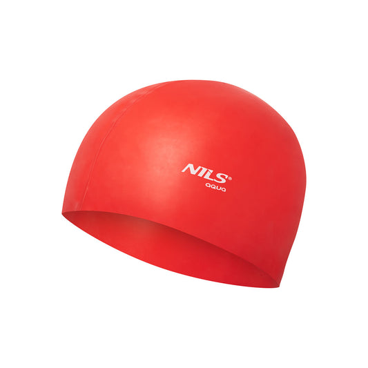 NQC SOLID COLOR RD01 RED SILICONE SWIMMING CAP NILS AQUA