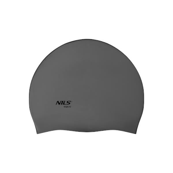 NQC SOLID COLOR SL02 DARK GRAY SILICONE SWIMMING CAP NILS AQUA