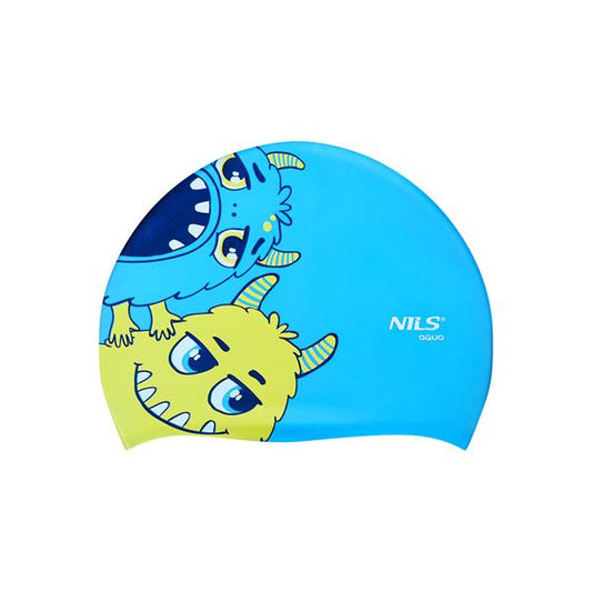 NQC MONSTER BLUE KIDS SWIMMING CAP NILS AQUA