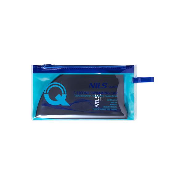 NQC SOLID COLOR BK01 BLACK SILICONE SWIMMING CAP NILS AQUA