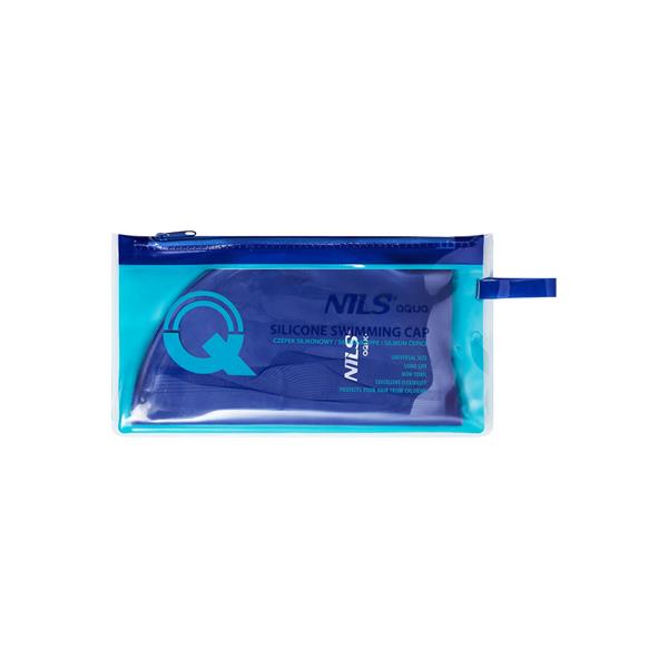 NQC SOLID COLOR BL04 DARK BLUE SILICONE SWIMMING CAP NILS AQUA