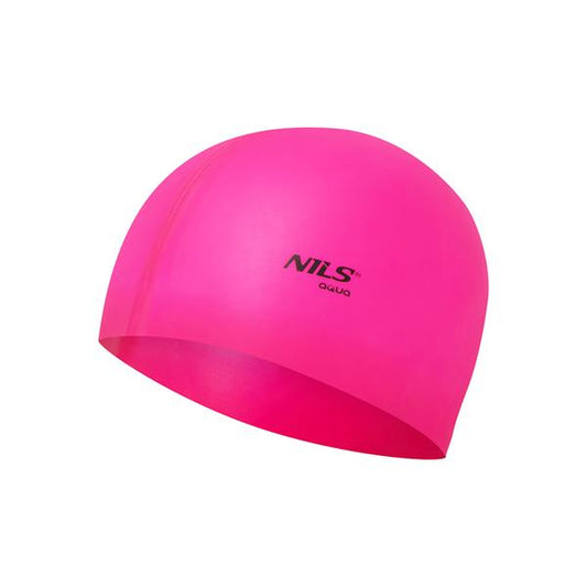 NQC SOLID COLOR PK01 PINK SILICONE SWIMMING CAP NILS AQUA