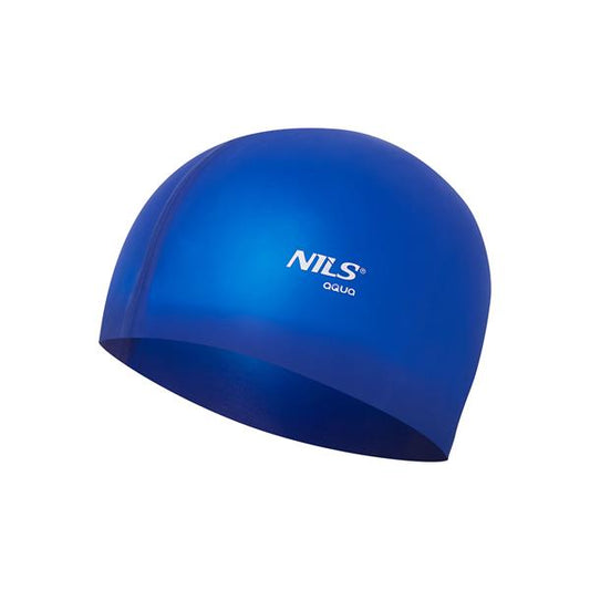 NQC SOLID COLOR BL04 DARK BLUE SILICONE SWIMMING CAP NILS AQUA