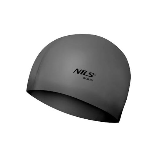 NQC SOLID COLOR SL02 DARK GRAY SILICONE SWIMMING CAP NILS AQUA